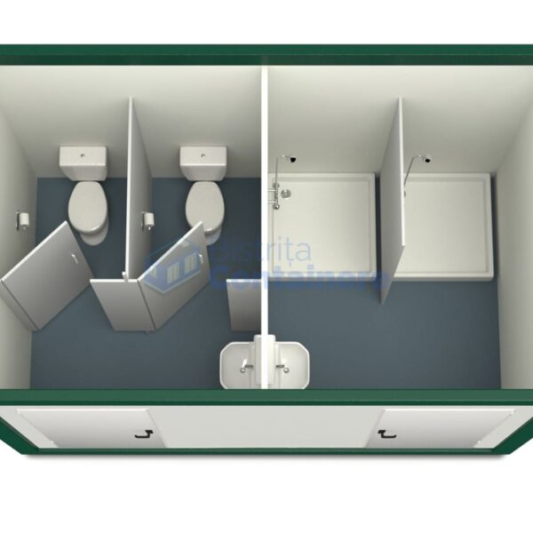 container sanitar bistrita 4metri 2dusuri 2wc verde