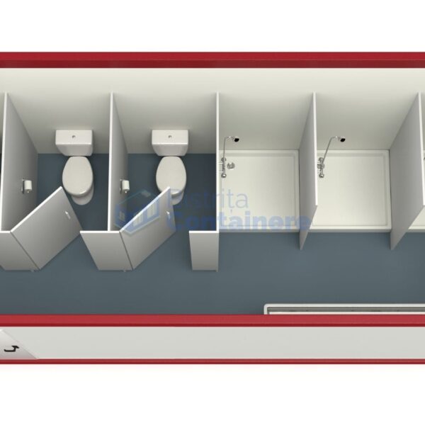 container sanitar bistrita 6metri 3dusuri 3wc rosu