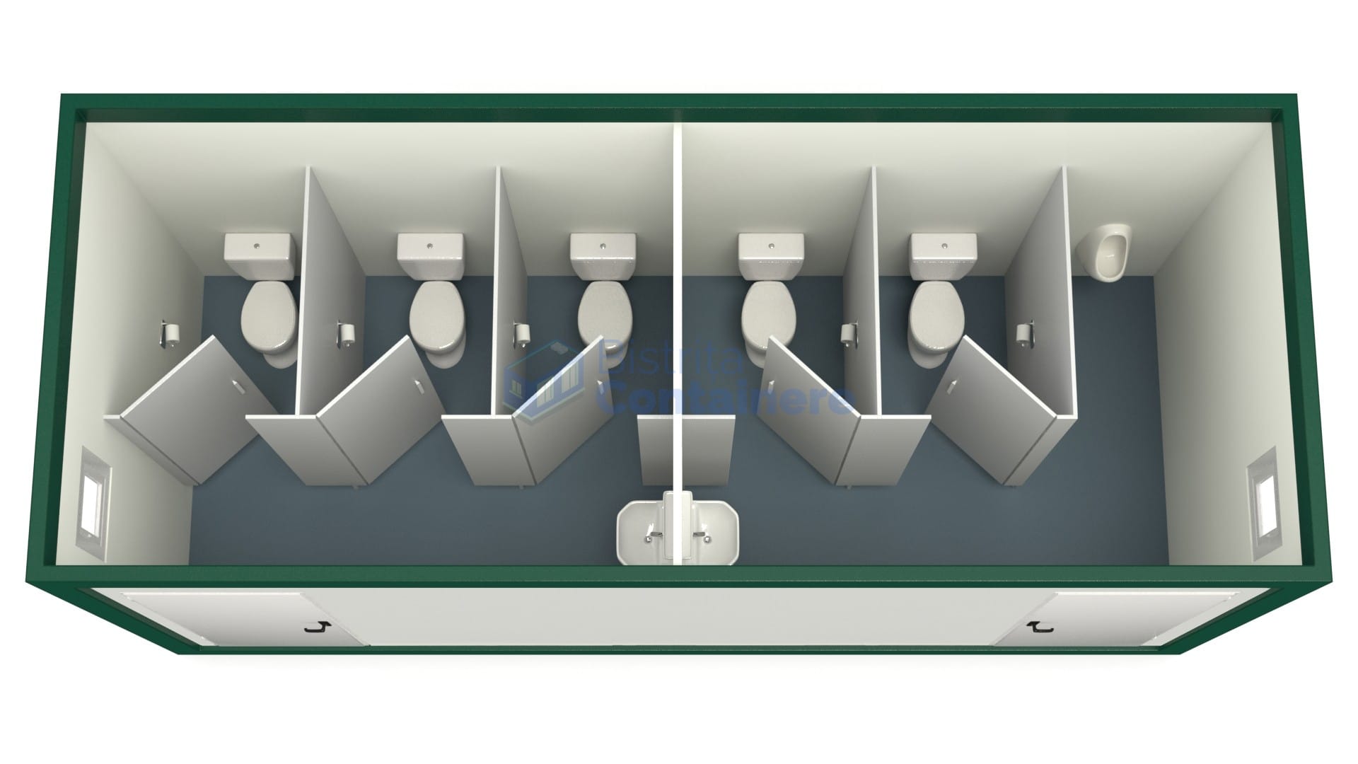 container sanitar bistrita 6metri 5wc verde